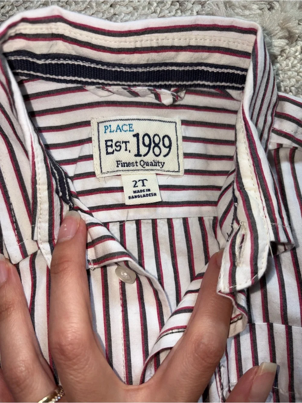 The Children's Place White Button-Front Shirt + Burgundy-Striped Button Down